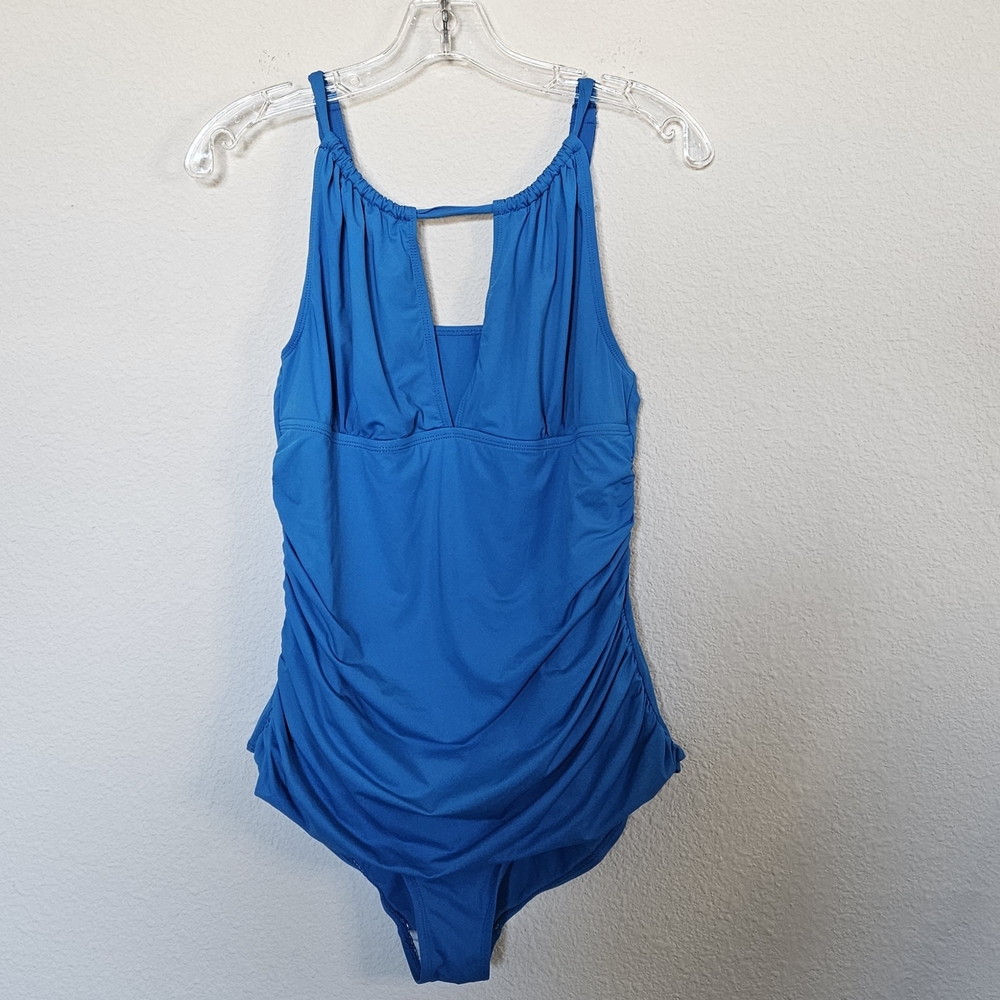 Jones Newyork Bright Blue Womens One Piece Swim Suit